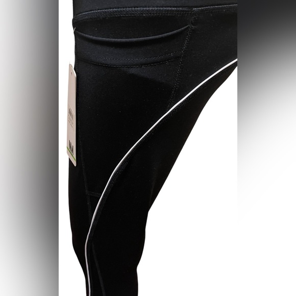 NICOLE MILLER SPORT LEGGING MEDIA POCKETS-WORKOUT WOMEN COLOR BLACK/WHITE LINE S - Picture 6 of 13